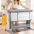 thumbnail image 5 of COFUNOK Baby Bassinet,Bedside Bassinet for Baby,Baby Bassinets Bedside Sleeper for Newborns,With 360° Swivel Wheels,7 Adjustable Height,Full-Mesh Sides,Large Storage Basket-Light gray, 5 of 11