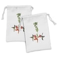 thumbnail image 1 of Hummingbirds Fabric Pouch Set of 2, 2 Hummingbirds Sipping Nectar from a Trumpet Vine Blossoms Summertime, Small Drawstring Bag for Toiletries Masks and Favors, 9" x 6", Red Black Green, by Ambesonne, 1 of 2