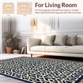 thumbnail image 2 of Flatwoven High Traffic Area Rug, Stylish Trellis with Interlocking Motifs and Curves, Non Slip, Stain Resistant, Washable Area Rugs for Living Room, Bedroom(Navy, 3X5), 2 of 8
