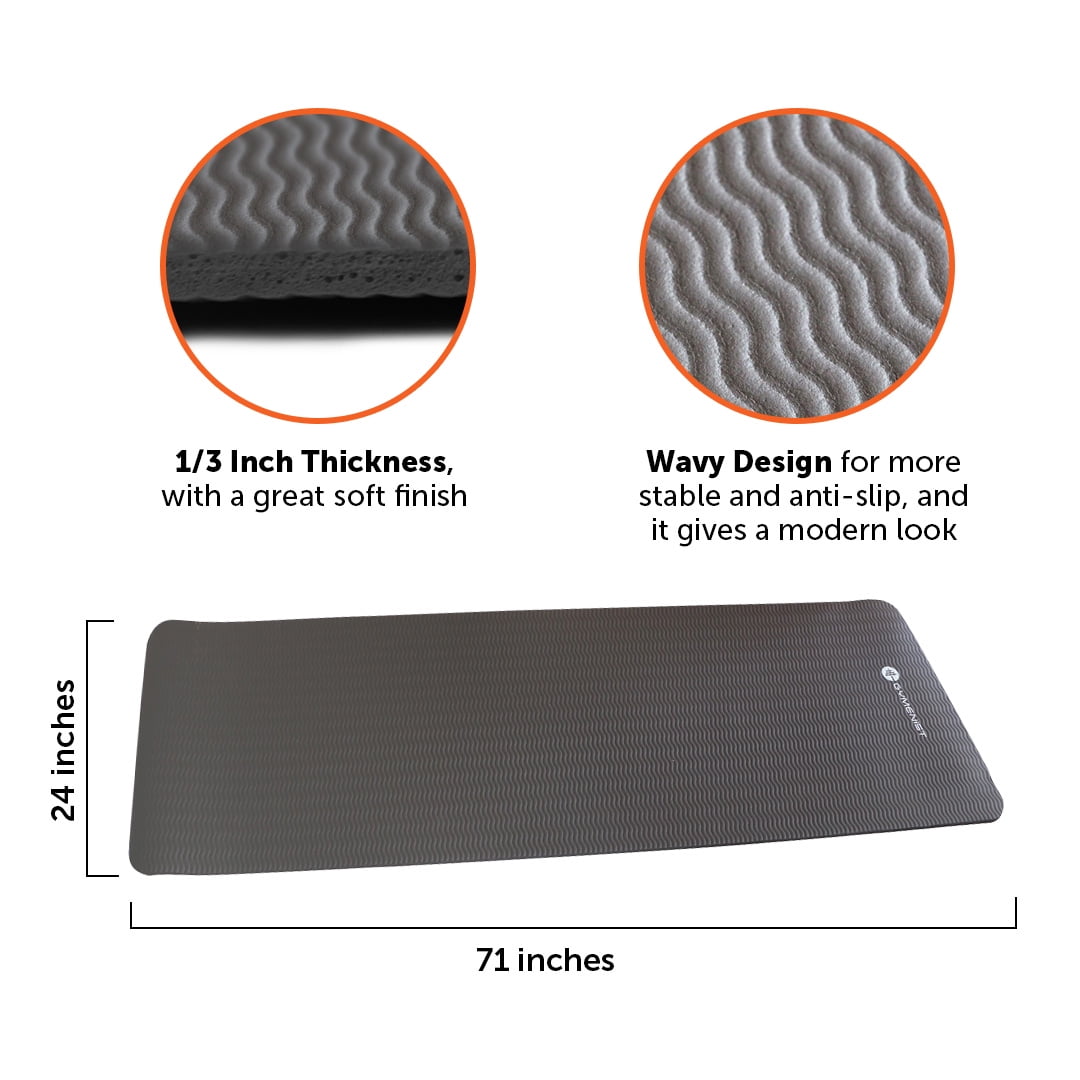 Gymenist Thick Exercise Yoga Floor Mat Nbr 24 x 71 Inches Black