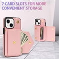 thumbnail image 5 of Nalacover Case for iPhone 14 Plus, Crossbody Wallet Case with Card Slots Holder, PU Leather Lanyard Shoulder Strap Purse Cover with Kickstand Shockproof Case for iPhone 14 Plus, Pink, 5 of 6