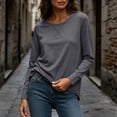 thumbnail image 5 of Kezqiaxn Long Sleeve Shirts for Women Fashion Clothing Crew Neck Loose Casual Tops Womens Blouses Fall Clothes, 5 of 7