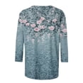 thumbnail image 5 of Craaazy T-Shirts Graphiques pour Femmes Grande Taille Coupe Ample Couleur Unie Col Rond Style Décontracté Manches 3/4 T-shirt à Imprimé Floral pour Usage Quotidien, Vacances, Sorties, 5 of 5