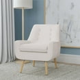 thumbnail image 2 of Linon Trelis Upholstered Tufted Accent Chair Natural Wood Legs in Cream Sherpa, 2 of 16