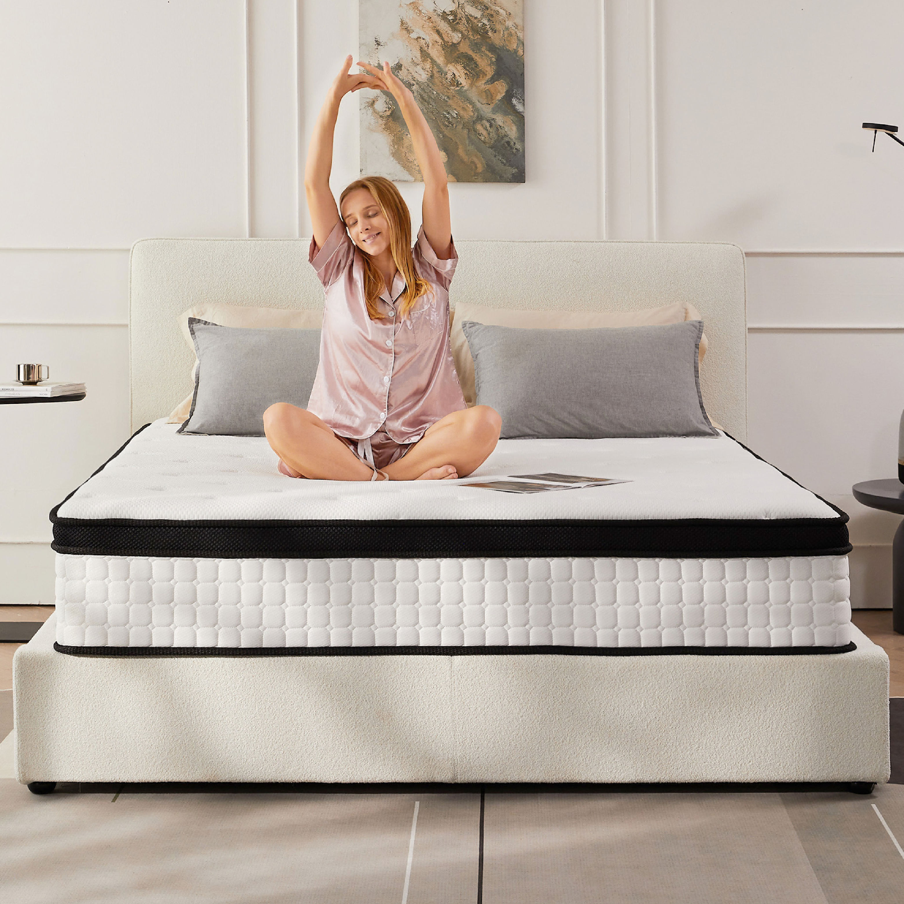 King Size Mattress 12 inch Deluxe Hybrid Mattresses in a Box, Medium Firm with Cooling Gel Memory Foam, Pocket Spring