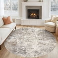 thumbnail image 2 of Toyoso 5x5 Round Washable Area Rug Abstract Modern Brown Grey Circle Rug Machine Washable Soft Low Pile For Reading Nook Entryway Small Dining Space Interior Decor, 2 of 9