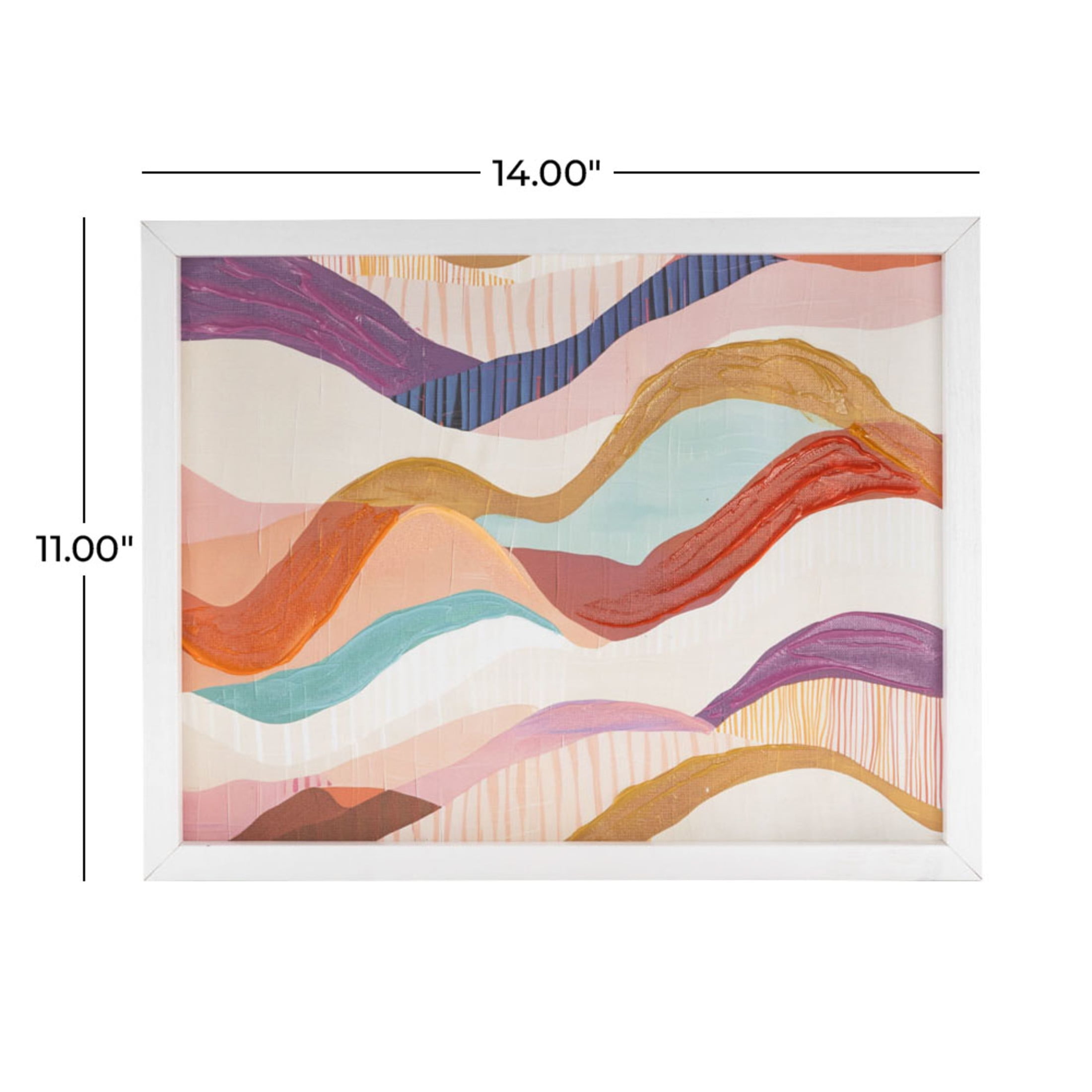 11" x 14" Wavy Abstract Framed Wall Art with White Frame, by DecMode