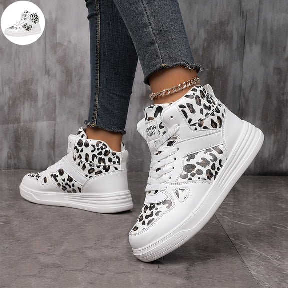 Willtoo Women’s Colorblock High Top Sneakers, Lace Up Platform Round Toe Athletic Shoes, Classic Faux Leather Casual Walking Shoes