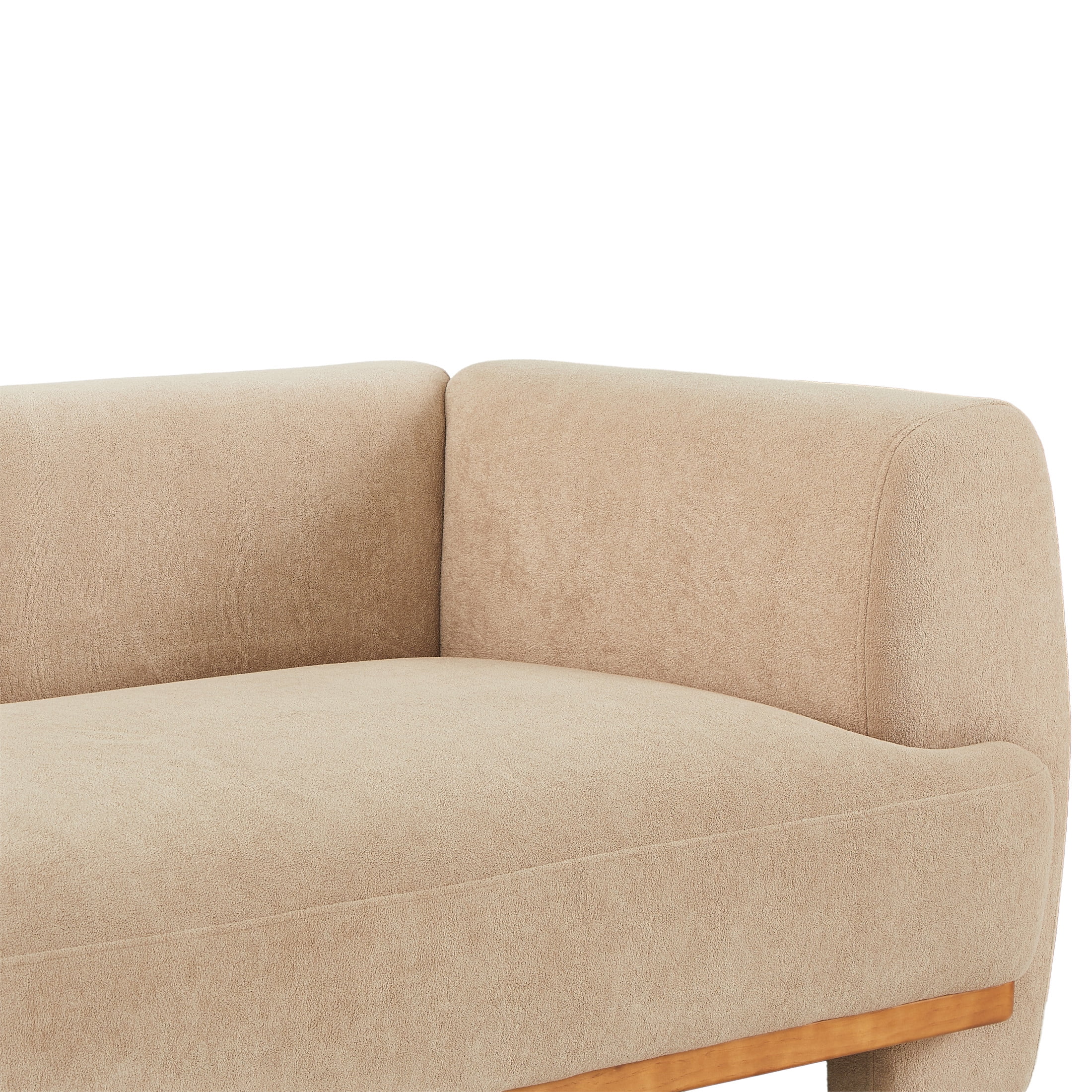 Christopher Knight Home 79 in. 3-Seat Velvet Sofa, Modern Curved Upholstered Couch with Wood Base, Nomad