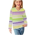 thumbnail image 6 of Piuwrlz Kids Long Sleeve Shirts Girls T-Shirts Printed Stripe V-neck V-neck T Shirt Tops Yellow Size 13 Years, 6 of 8