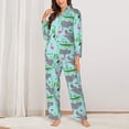 thumbnail image 2 of Lsque Hippo With Flamingos And Crocodiles Pattern Long Sleeve Pajama Set for Women - Soft 2-Piece Sleepwear and Loungewear Set with Pockets, Comfy Nightwear-Large, 2 of 7