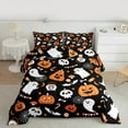 thumbnail image 2 of Manfei Halloween Ghost Pumpkin Queen Comforter Set,Spider Web Bats Bedding Sets,Orange White Black Bedding Comforter Set For Teens,Ultra Soft Home Decor Reversible,3-Piece, 2 of 8