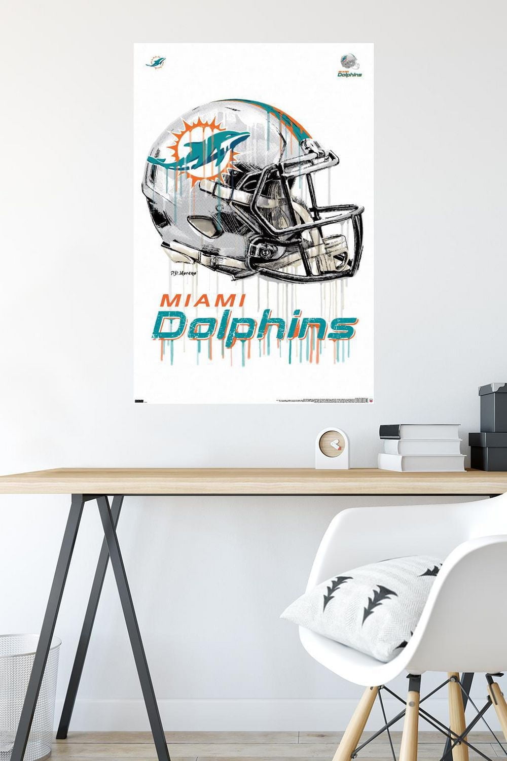 NFL Miami Dolphins - Drip Helmet 20 Wall Poster with Magnetic Frame, 22.375" x 34"