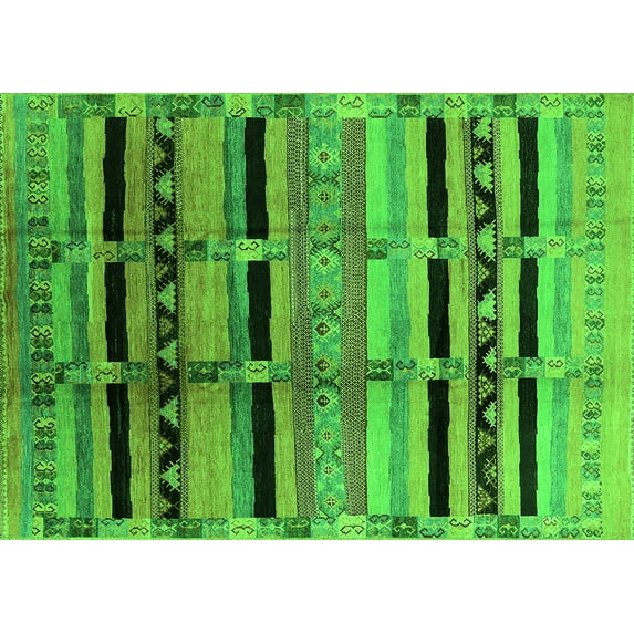 Ahgly Company Indoor Rectangle Southwestern Green Country Area Rugs, 6' x 9'