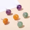 thumbnail image 5 of Nvzi Pendientes de piedra natural personalizados, pendientes de cuentas de pan de piedra de cristal natural Pendientes de cuentas de Mantou de cristal de temperamento simple (púrpura), 5 of 5