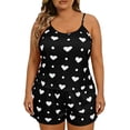 thumbnail image 6 of FchengtaiS Women's Plus Size Pajama Set Heart Print Loungewear Cami Top and Shorts Sleepwear Lounge Summer Pjs, 6 of 7