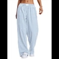 thumbnail image 1 of Pantalones Bóxer de Pijama A Rayas de Cuadros para Mujer, Cómodos y Bonitos con Bolsillos, Conjuntos de Otoño Y2K Azul M, 1 of 9