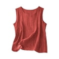 thumbnail image 2 of Women's Cotton Linen Tank Tops Casual Loose Sleeveless Gauze Shirts Plus Size Boho Summer 2026 Clothing Wine 2XL, 2 of 8