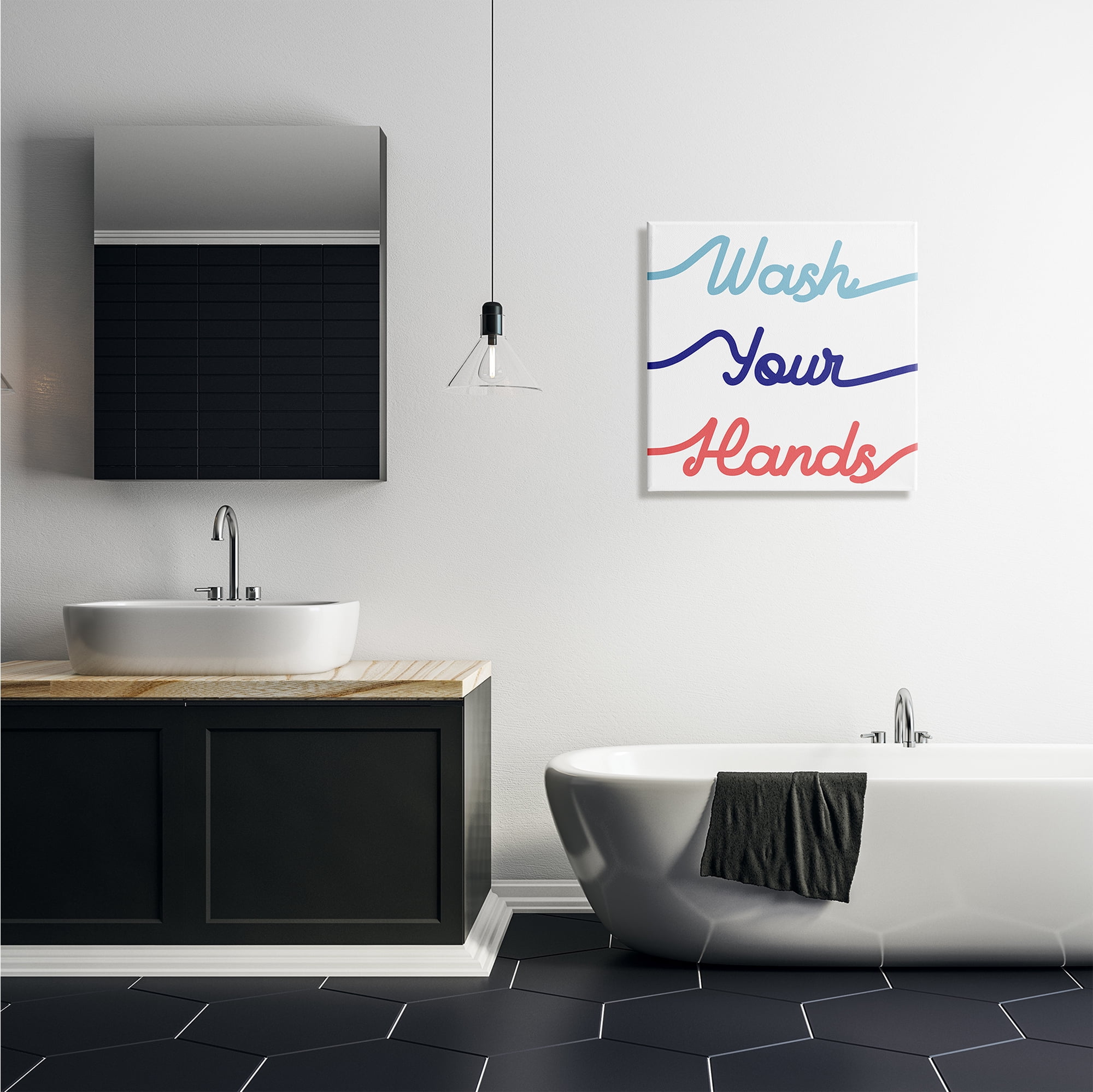 Stupell Industries Wash Your Hands Children's Bathroom Typography Typography Painting Gallery Wrapped Canvas Print Wall Art, 24 x 24