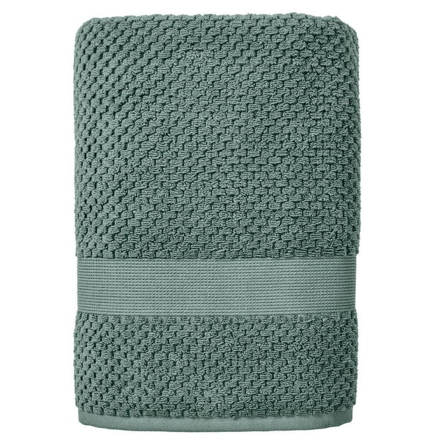 Muted green Better Homes & Gardens Signature Soft Popcorn Texture Towel featuring a raised textured pattern and smooth border band.