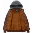 thumbnail image 3 of KVE Men's Faux Leather Jacket Waterproof Motorcycle Bomber Jacket Vintage PU Moto Biker Coat Camel Large, 3 of 9