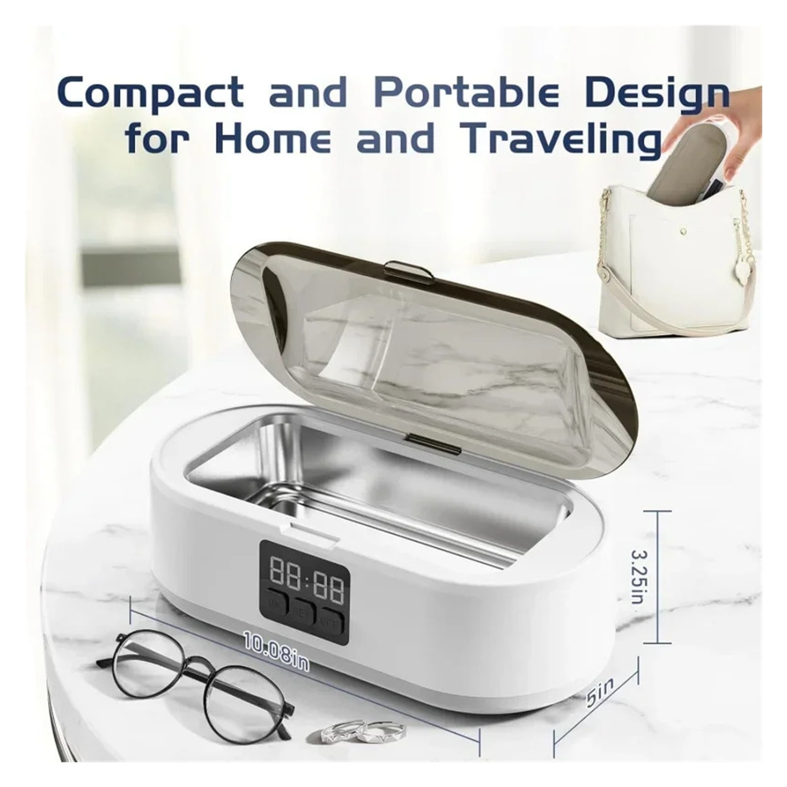 Jewelry Cleaner,700ML Professional Ultrasonic Cleaner with 3 Modes Digital Timer,Portable