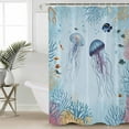 thumbnail image 2 of 60x72 Inch Shower Curtains for Bathroom Coastal Jellyfish Fabric Bath Curtain Decor Summer Ocean Nautical Fish Coral Waterproof Restroom Curtains Shower Set Accessories with 12 Hooks 60 Inch, 2 of 6