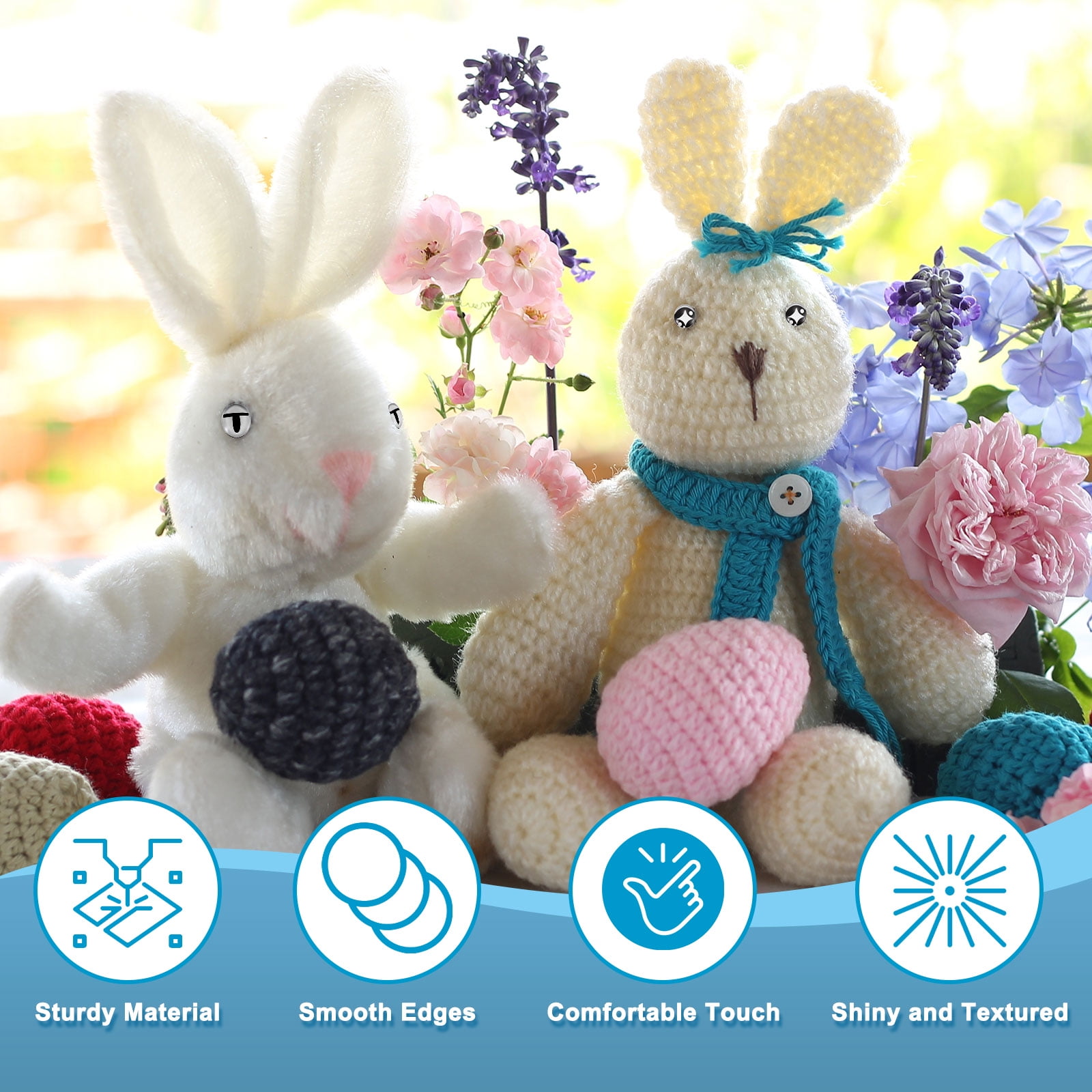 Uxcell 100 Pcs Glass Safety Eyes, 20mm Cabochon Crochet Safety Kawaii Doll Craft Eye for Clay Crochet Animals Handicrafts DIY Jewelry Projects, Blue/Black/White/Yellow/Red (215#)