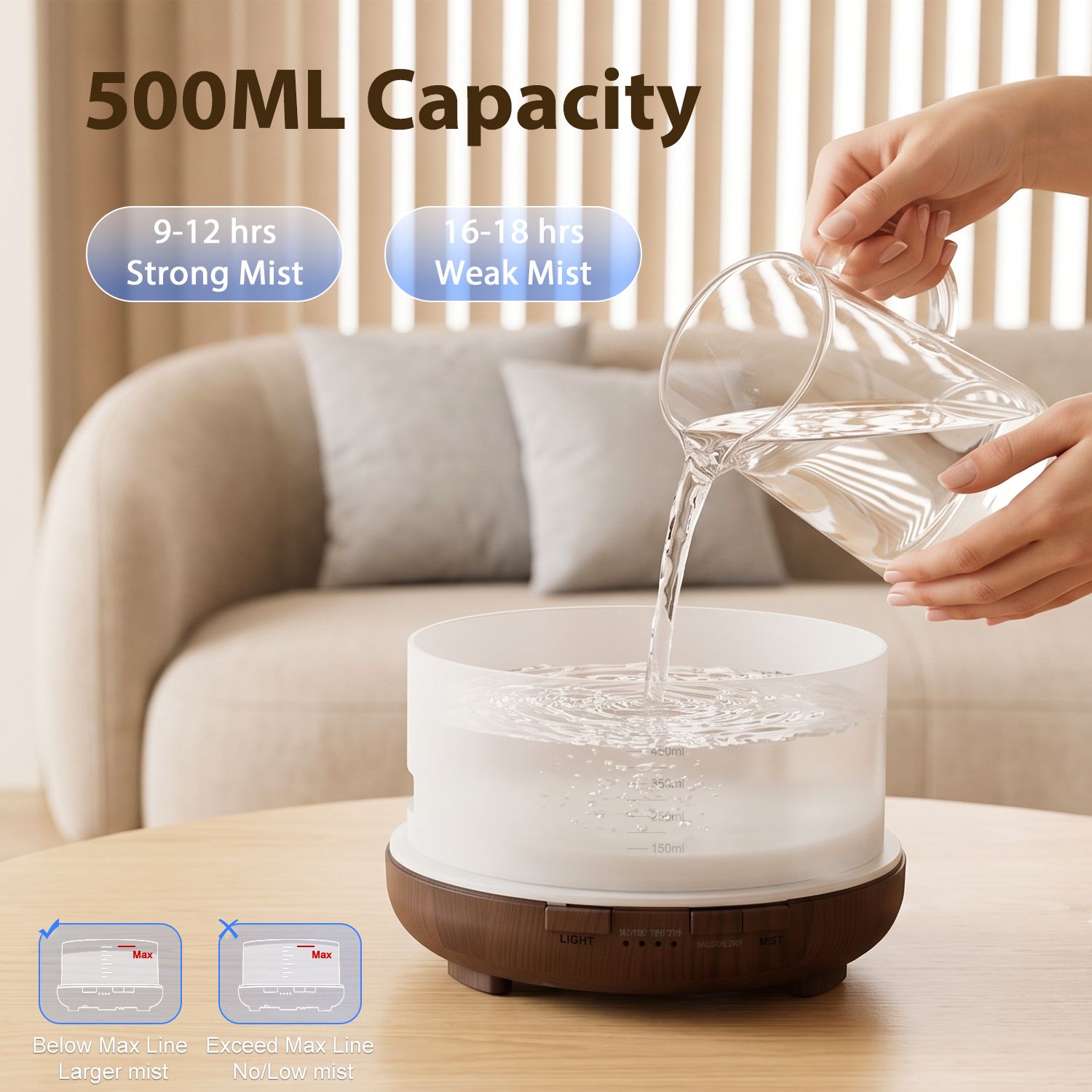 Fimilo Essential Oil Diffuser, 500ml, With 6 Essential Oils photo 3