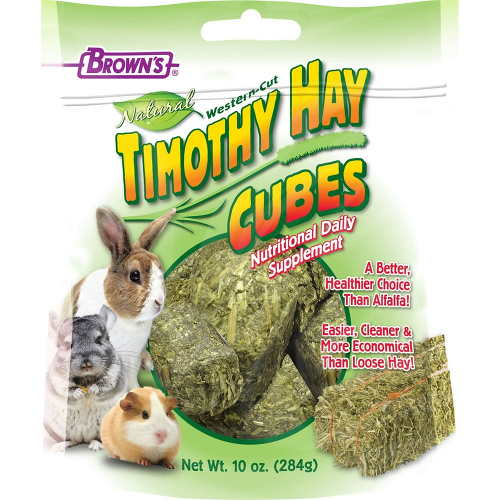 Brown's Timothy Hay Cubes Small Animal Treat, 10 Oz