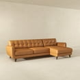 thumbnail image 4 of Allison Right-Facing Tan Leather Sectional Sofa - Mid-Century Modern 3-Seater, Spacious 113" Design for Living Rooms & Lounges, Comfortable & Durable Upholstery, 4 of 14