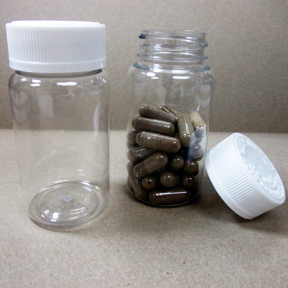 50 Clear Empty Plastic Pill Bottles Cap Medicine Container Vitamin