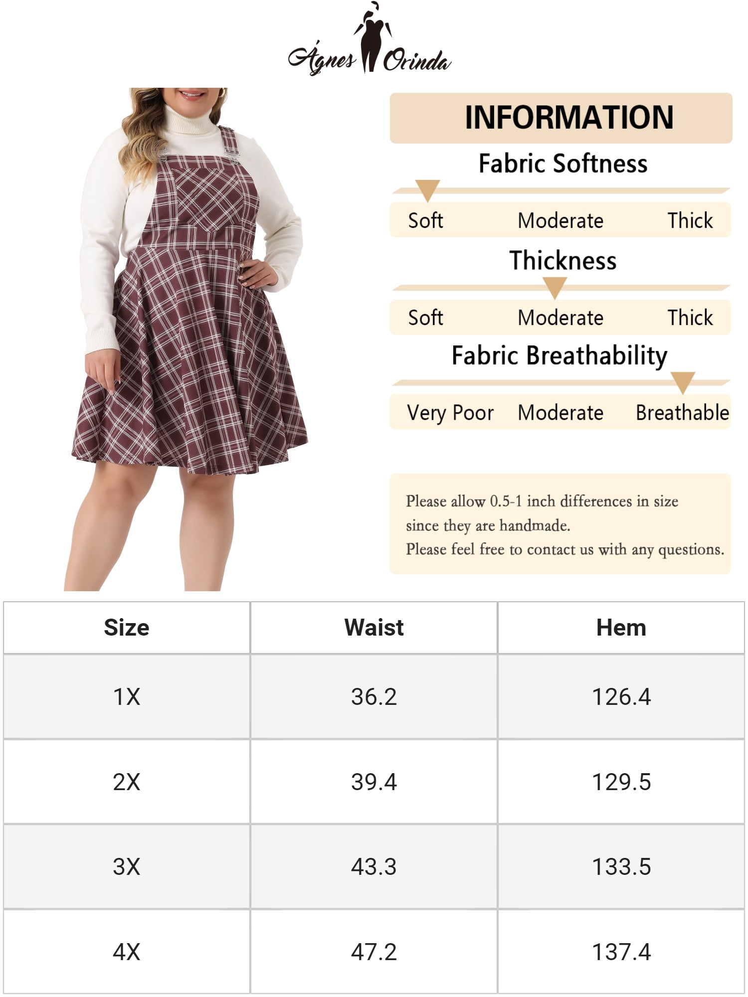 Unique Bargains Women's Plus Size Overall Pinafore Adjustable Straps Swing Short Dress 3X Red White