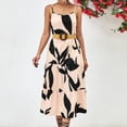 thumbnail image 5 of Edvintorg Women's Summer Floral Spaghetti Strap Sundress Womens Open-Back Sleeveless Drawstring Printed Temperament Flowy Maxi Dresses Beige XL, 5 of 7