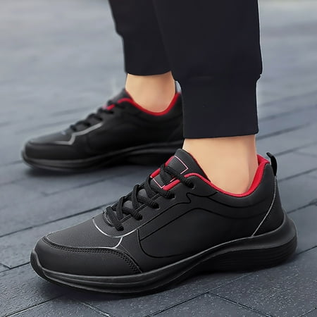 

Cathalem Plush Sneaker Slippers for Men Fashion Autumn Men Sports Shoes Flat Non Slip Lace Up Waterproof Sneaker Socks for Men Red 10