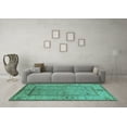 thumbnail image 3 of Ahgly Company Machine Washable Indoor Square Oriental Turquoise Blue Traditional Area Rugs, 4' Square, 3 of 4
