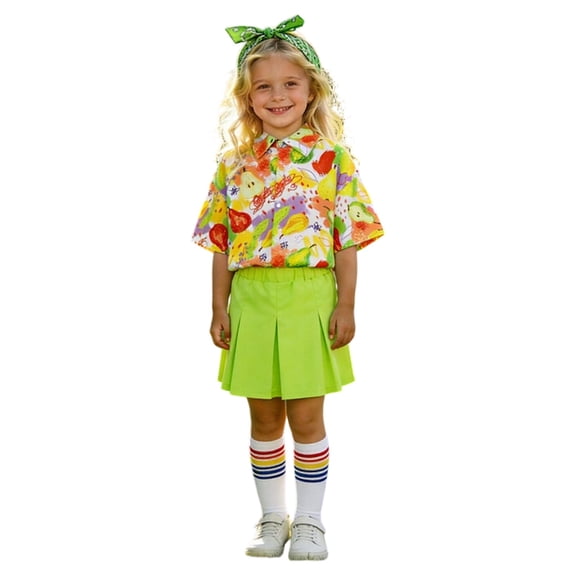Yiyuu Toddler Girls Outfits Fruit Print Short Sleeve Shirt Pleated Skirt Set, Sizes 3-16