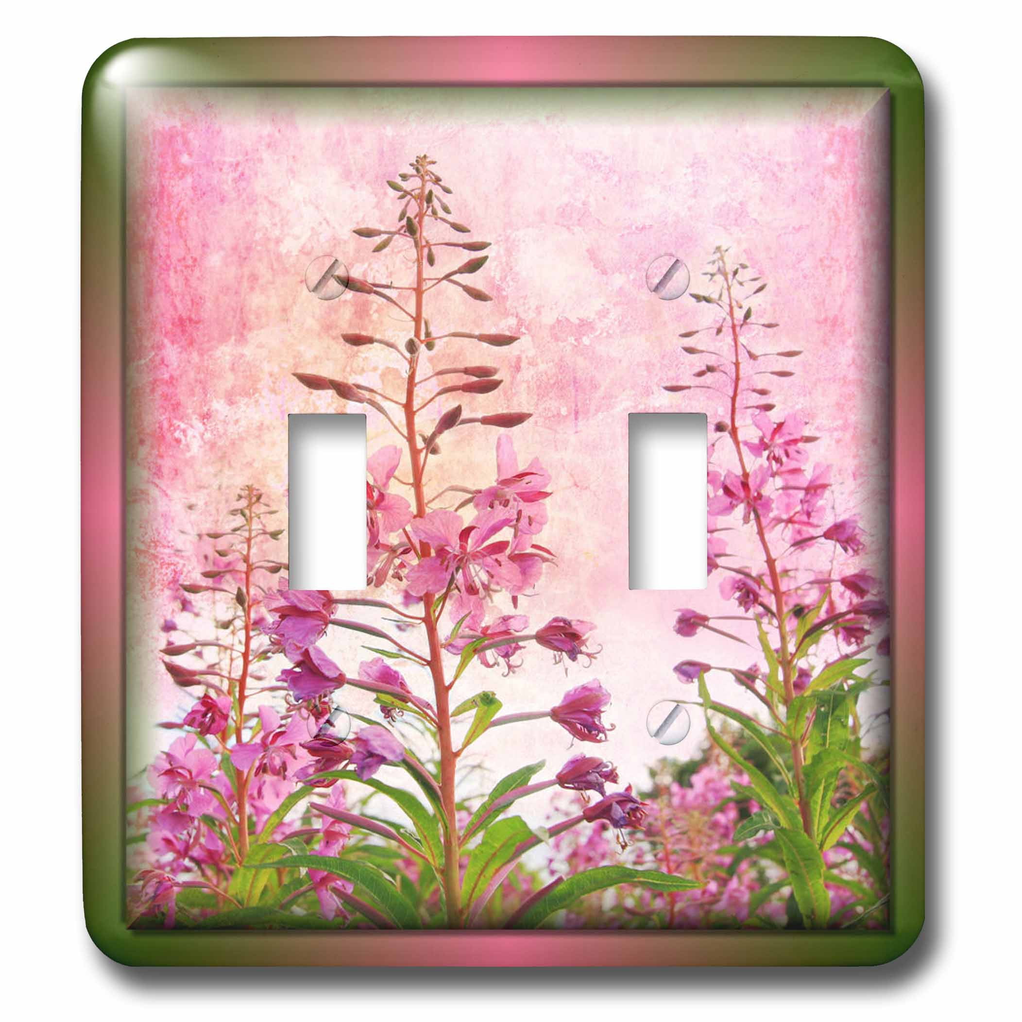 3dRose Grunge Wildflowers Double Toggle Switch (lsp_36568_2