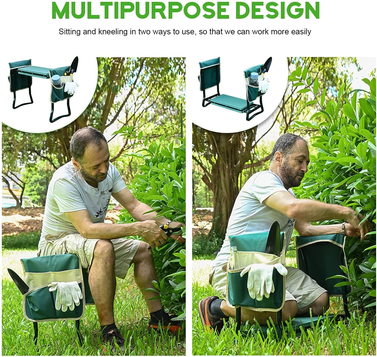 Upgraded Garden Kneeler and Seat with Thicken & Widen Soft Kneeling Pad,Heavy Duty Foldable Gardener Stool with 2 Tool Pouches,Gardening Gifts for Women Mom Men Seniors