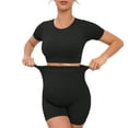 thumbnail image 4 of Women's Maternity Casual Outdoor Yoga Set Crewneck Short Sleeve T Shirts Top Yoga Shorts Two Piece Set Pregnant Solid Color Quickly Dry Short Sleeve Shorts Athletic Outfits, 4 of 6