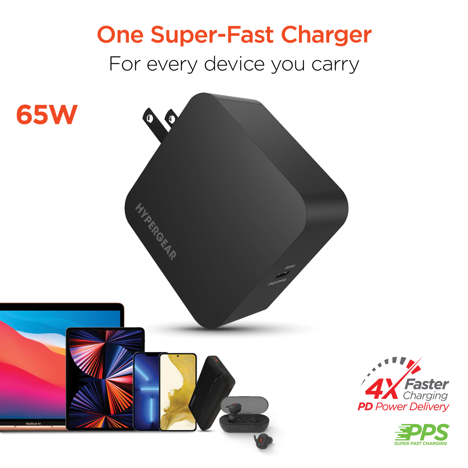 HyperGear 15645 65-Watt USB-C® PD Wall Charger