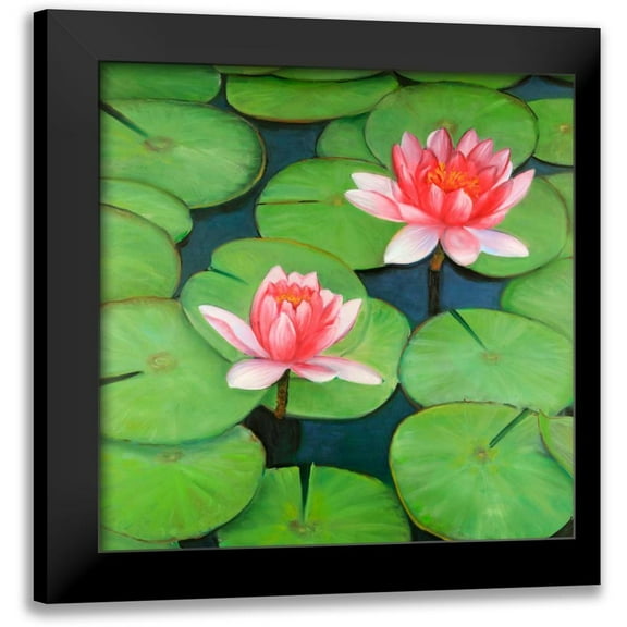 Atelier B Art Studio 12x12 Black Modern Framed Museum Art Print Titled - Lotus Flowers in a Swamp