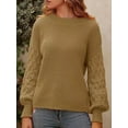 thumbnail image 2 of Franhais Women Cute Sweaters Solid Color Lantern Long Sleeve Pullover Basic Tops Knitwear for Fall Warm Streetwear, 2 of 7