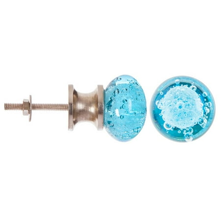 Darice Decorative Glass Knob: Round Sky Blue Bubble Glass Knob