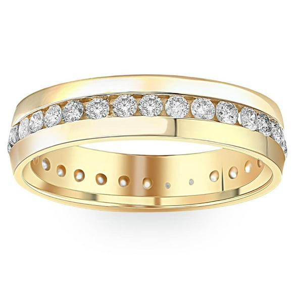 1 1/4ct Mens Diamond Channel Set Eternity Ring 18K Yellow Gold