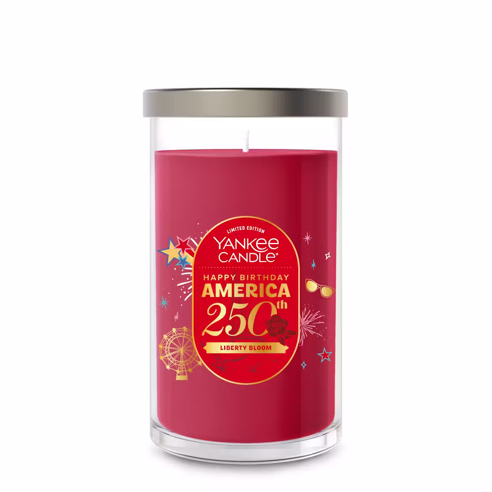 Yankee Candle LIBERTY BLOOM (True Rose) Scented Medium Signature Pillar Candle - Limited Edition Happy 250th Birthday America!! Collection