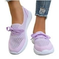 thumbnail image 2 of Zapatillas planas transpirables de malla tejida para mujer, zapatos casuales antideslizantes de moda para caminar, mocasines cómodos de suela suave sin cordones, zapatillas de tenis, 2 of 4