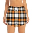 thumbnail image 6 of Rocae Orange Plaid for Women's Athletic Shorts Quick Dry Workout Hiking Shorts With Pockets for Running, Yoga, Gym, Sports X-Large, 6 of 9