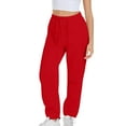 thumbnail image 5 of Dezsed Women's Sweatpants Casual Drawstring Sweat Pants Workout Athletic Joggers Pants Baggy Lounge Bottoms with Pockets Red 2XL, 5 of 6