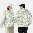 thumbnail image 6 of Balery Hand Drawn Colored Hearts Men's Women's UPF 50+ Sun Protection Lightweight Hoodie Performance Long Sleeve Shirt for Fishing Running-Small, 6 of 9